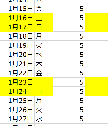 1 月 15 日 金 
1 月 16 日 土 
1 月 17 日 日 
1 月 18 日 月 
1 月 19 日 火 
1 月 20 日 水 
1 月 21 日 木 
1 月 22 日 金 
1 月 23 日 土 
1 月 24 日 日 
1 月 25 日 月 
1 月 26 日 火 
1 月 27 日 水 